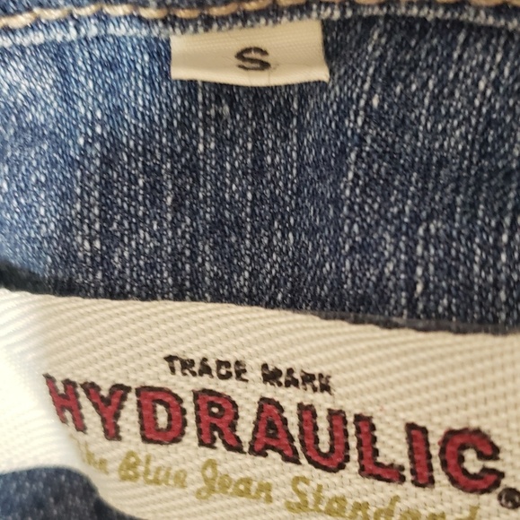 Hydraulic cropped denim jean jacket, Small - Picture 3 of 3